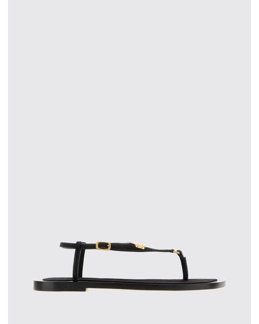 Balenciaga Black Riva Low-Heeled Goat Leather Thong Sandals With Logo