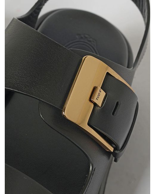 Tod's Black Leather Sandals