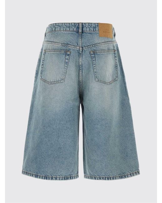 AMI Blue Cotton Denim Shorts for men