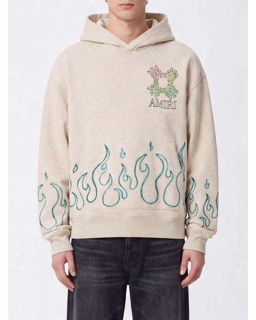 Amiri Natural Relaxed Fit Cotton Hoodie With Graphic Print And Logo for men