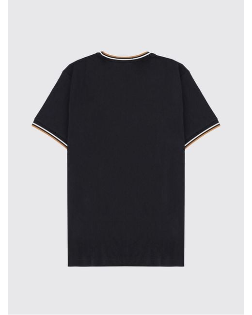 Fred Perry Blue Cotton T-Shirt With Logo for men