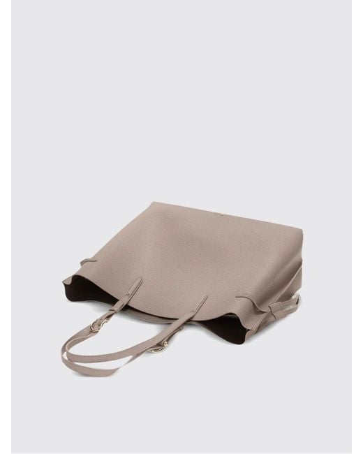 Furla Gray Ava Grained Leather Tote Bag