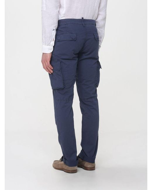 Mason's Blue Stretch Cotton Cargo Trousers for men