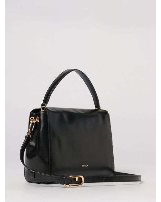 Furla Black Domus Grained Leather Bag