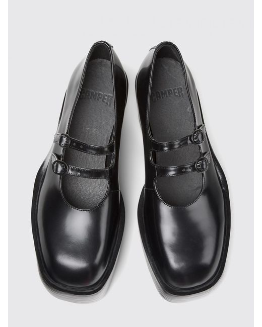 Camper Black Billie Brushed Leather Mary Jane