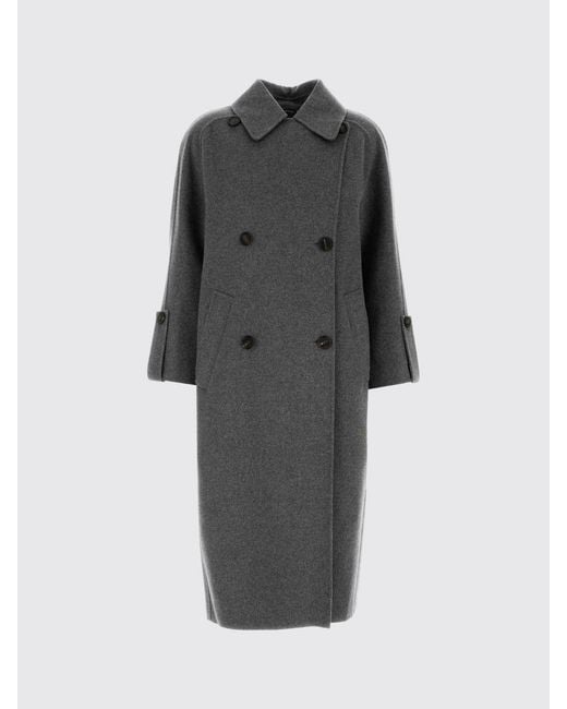Max Mara Black Double Breasted Virgin Wool Coat