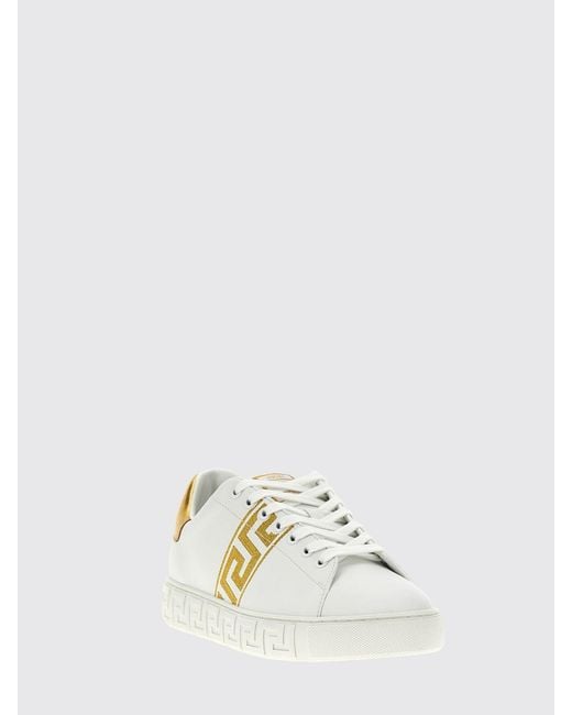 Versace Metallic Greca Leather Sneakers for men