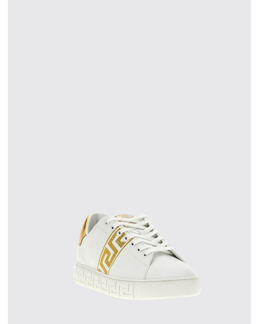 Versace Metallic Greca Leather Sneakers for men