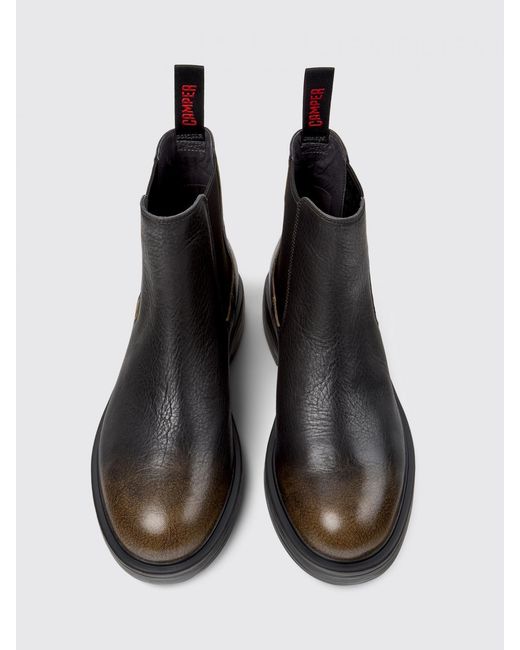 Camper Black Dean Grained Leather Ankle Boots for men