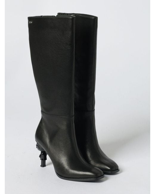Karl Lagerfeld Black Kalosh Leather Boots