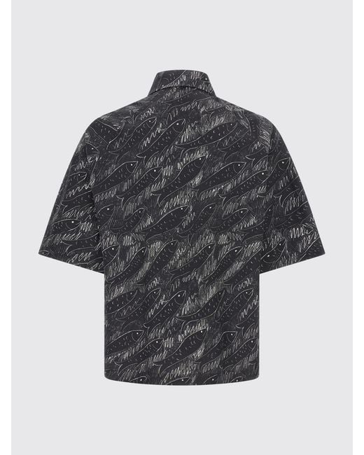 Jacquemus Black Short-Sleeve Cotton Shirt With An All-Over Graphic Print for men