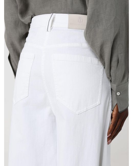 Brunello Cucinelli White Flared Stretch Denim Jeans