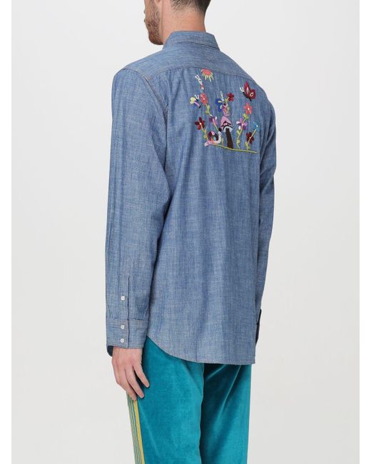 Camicia in cotone ricamato di Needles in Blue da Uomo