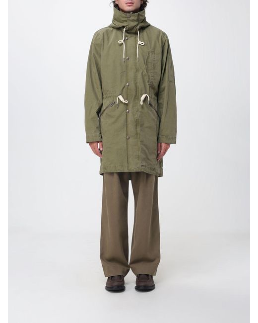 Paul Smith Green Knee-Length Hooded Cotton Parka With Drawstring Waist for men