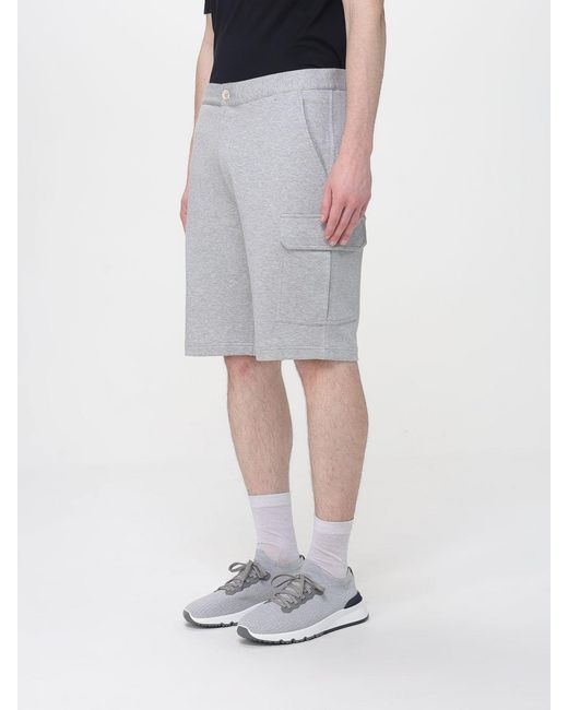Brunello Cucinelli Gray Cotton And Cashmere Cargo Shorts for men