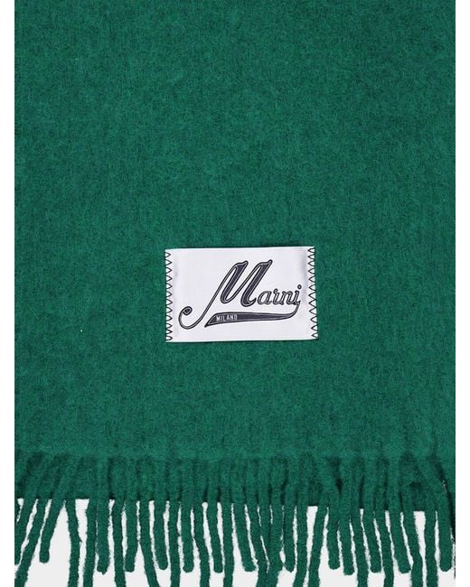 Marni Green Brushed Wool Scarf for men