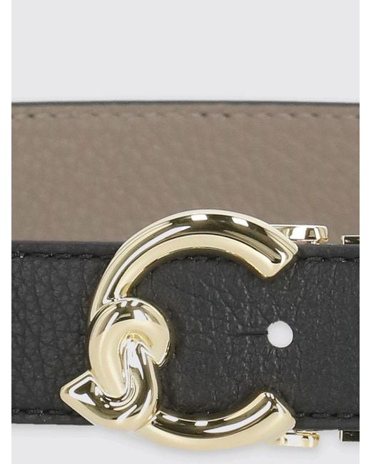 Coccinelle White C-Me Reversible Hammered Leather Belt