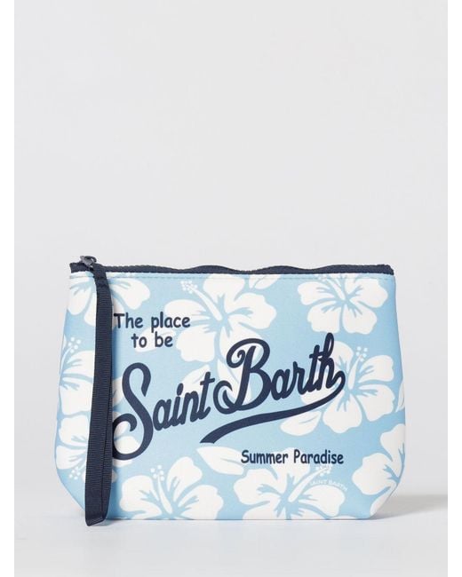 Mc2 Saint Barth Blue Aline Striped Polyester Pouch for men