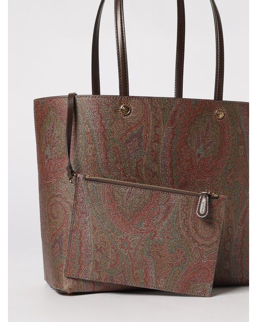 Etro Brown Essential Paisley Print Coated Cotton Bag
