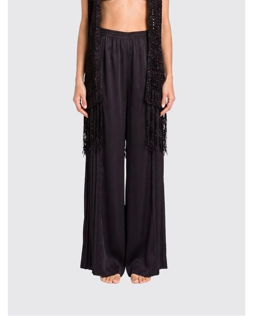 Twinset Black Pleated Crêpe Palazzo Trousers