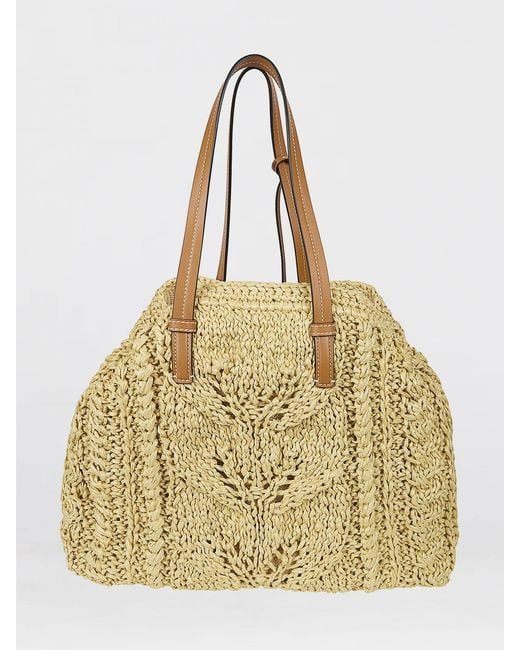 Ermanno Scervino Natural Crocheted Raffia Shoulder Bag