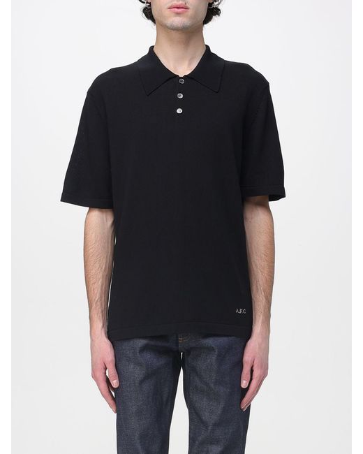 A.P.C. Black Basic Cotton Polo for men