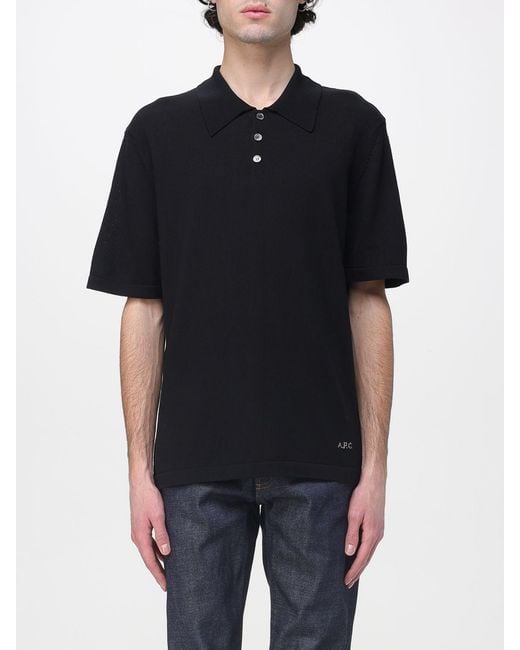 A.P.C. Black Basic Cotton Polo for men