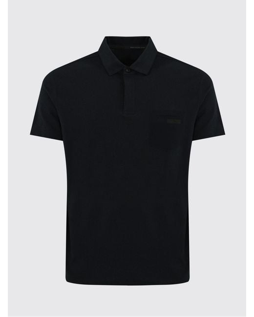 Rrd Black Long-Sleeved Stretch-Cotton Polo Shirt With Classic Collar for men