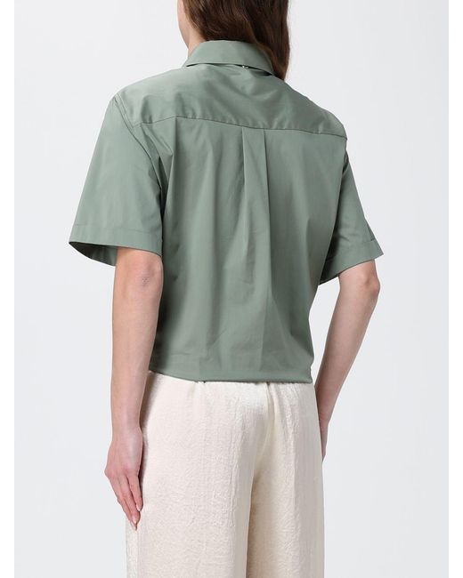 Liu Jo Green Cropped Cotton Shirt