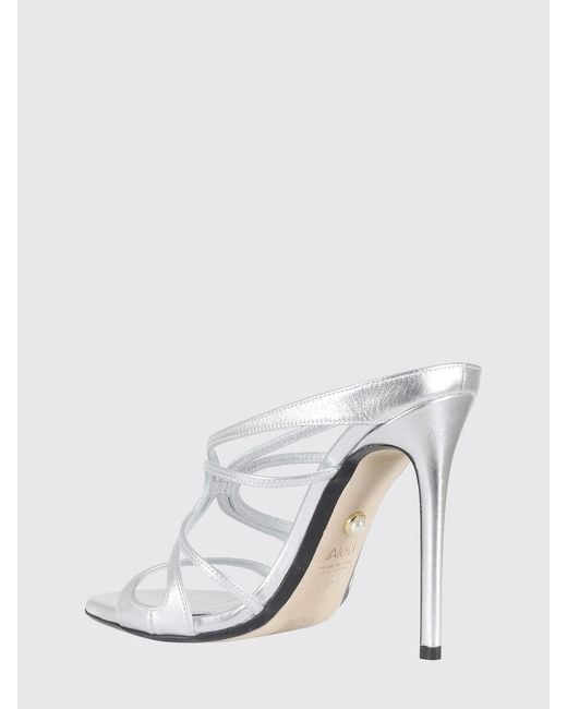 ALEVI White Mony Laminated Leather Mules With 11Cm High Heel