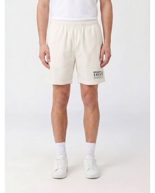 Sporty & Rich White Sporty &Amp Rich Cotton Sport Shorts With Elasticated Waist And Logo for men
