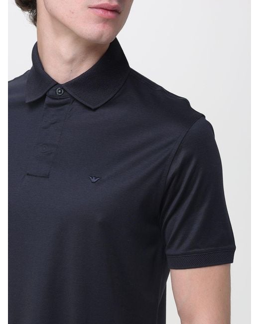 Emporio Armani Blue Cotton Jersey Polo Shirt for men
