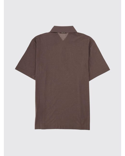 Herno Gray Short-Sleeve Cotton Polo Shirt With Three-Button Placket for men