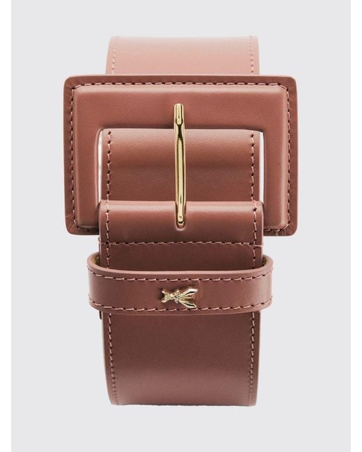 Patrizia Pepe Natural Smooth Leather Belt With Fly Logo Buckle