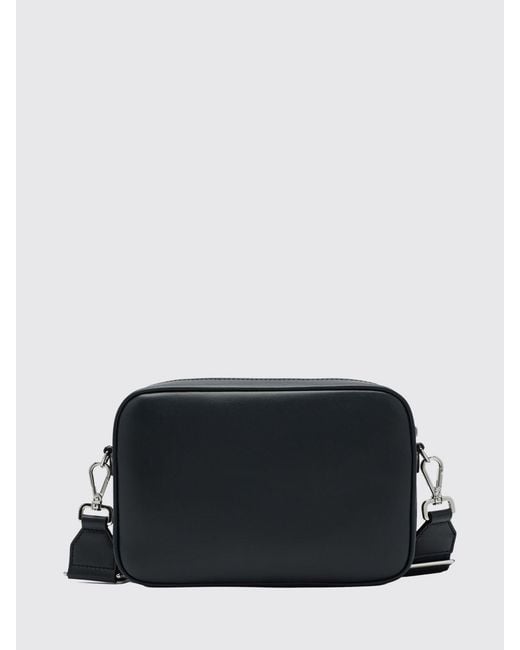 Fendi Black Squared Ff Coated Leather And Cotton Bag for men