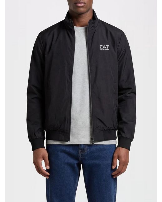 EA7 Black Polyester Jacket With Logo for men