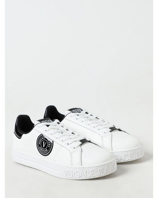 Sneakers in pelle a grana di Versace in White da Uomo
