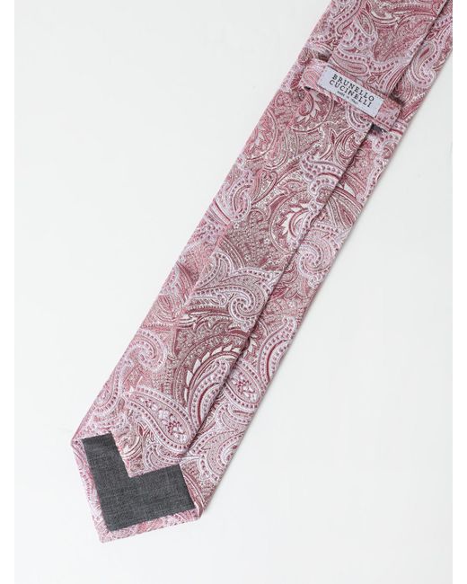 Cravatta in seta motivo paisley di Brunello Cucinelli in Pink da Uomo