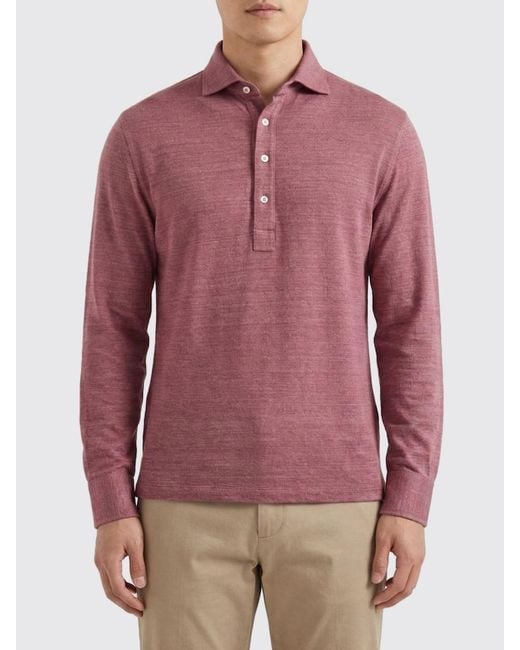 Brunello Cucinelli Red Cotton Polo Shirt for men