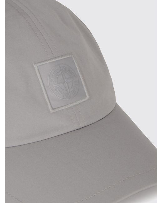 Stone Island Gray Compass Logo Cotton Baseball Cap With Adjustable Strap for men