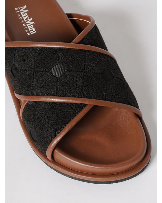 Max Mara Black Canvas And Leather Sandals