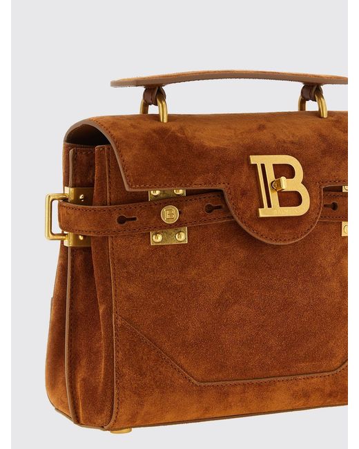 Balmain Brown B-Buzz 23 Suede Bag