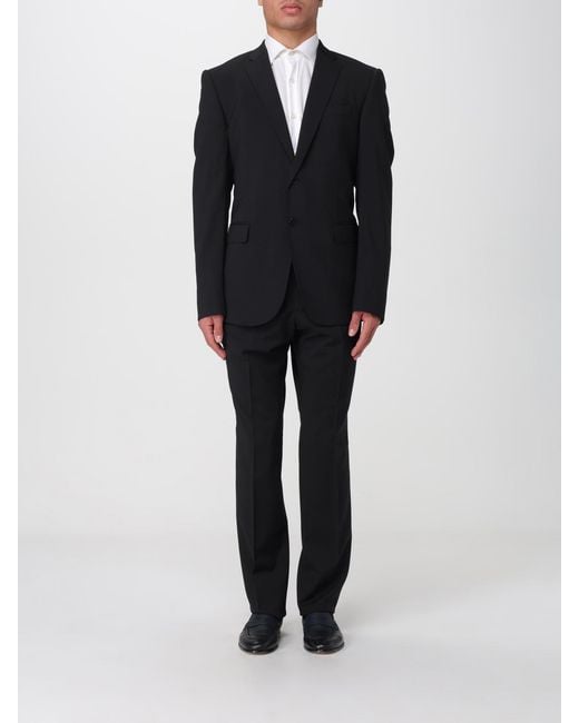 Emporio Armani Black Single-Breasted Virgin Wool Suit for men