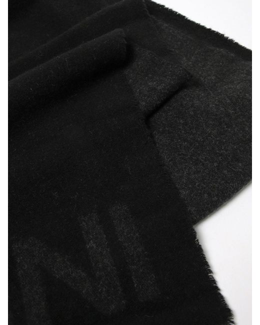 Ganni Black Recycled Wool Scarf With Logo