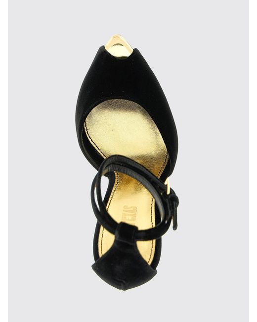 Paris Texas Black Flat Sandals