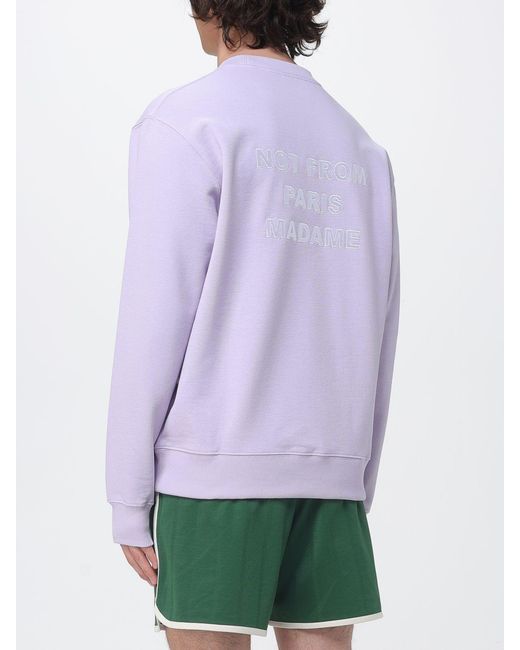 Drole de Monsieur Purple Cotton Crewneck Sweatshirt With Slogan for men