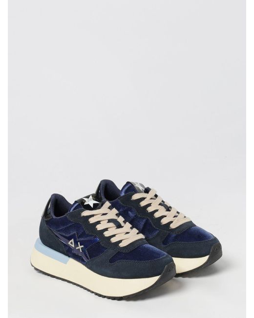 SUN68 Sneakers Basse Bambina: Camoscio E Tessuto Con Chiusura Strappo E Lacci, Suola Gomma - copertina