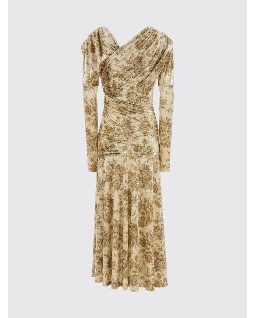Ganni Natural Floral Print Recycled Crepe Long Dress