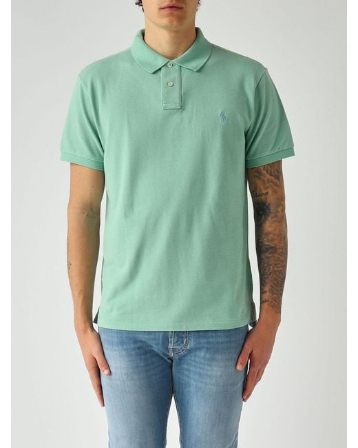 Polo Ralph Lauren Green Pony Logo Cotton Polo Shirt for men