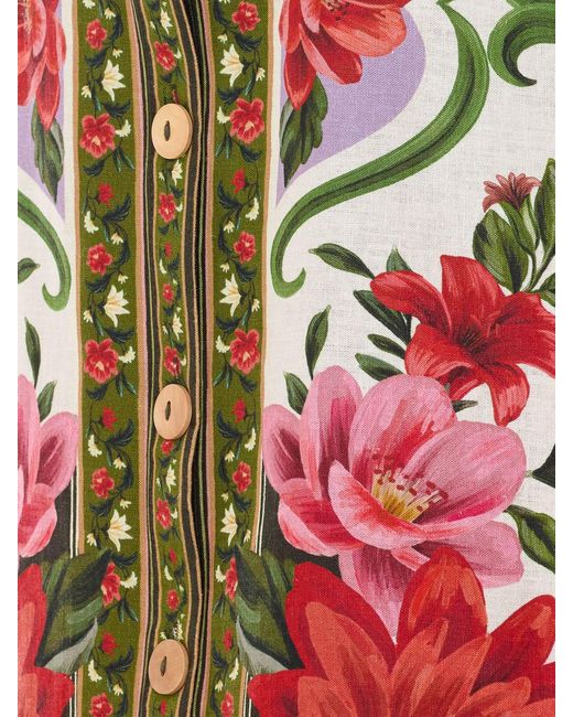 Farm Rio Red Floral Linen Shirt